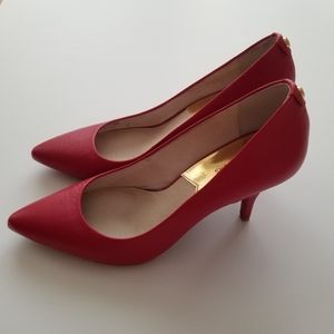 Red Leather Pointed Toe MK Flex Mid-Pumps
